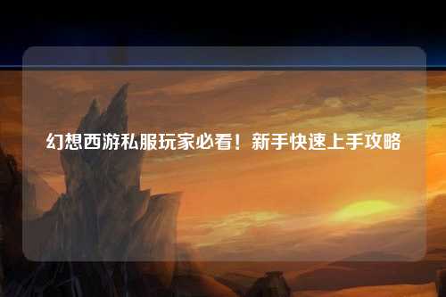 幻想西游私服玩家必看！新手快速上手攻略